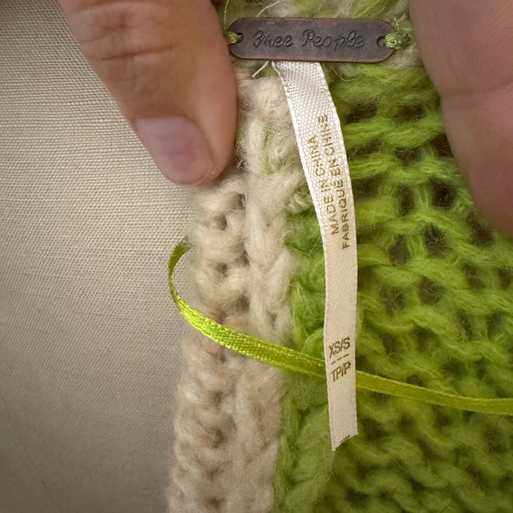 Free People Lime and Cream Checkered Cardigan - Picture 7 of 7